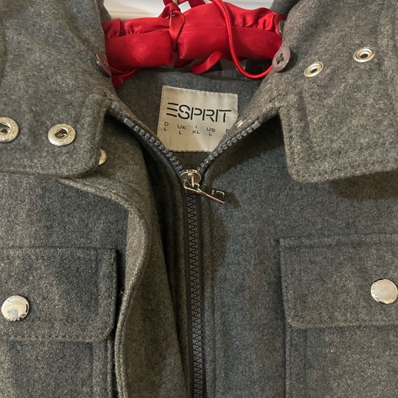 Esprit Hooded Three Quarter Length Gray Coat size Large - Picture 4 of 15